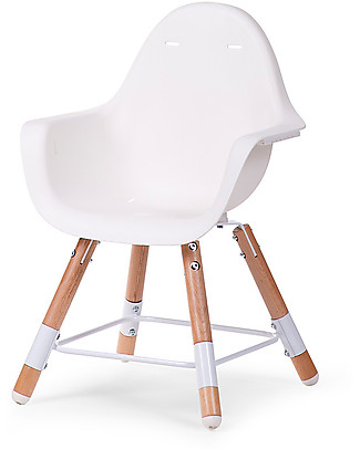 Childhome OUTLET Evolu 2 Chair, Evolutive High Chair + Kids Chair, White/Wood - 6 months to 6 years - Showroom Sample High Chairs