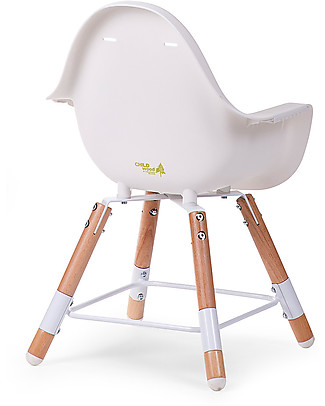 Childhome OUTLET Evolu 2 Chair, Evolutive High Chair + Kids Chair, White/Wood - 6 months to 6 years - Showroom Sample High Chairs