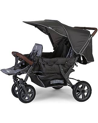 Childhome OUTLET - New Triplet Anthracite Stroller - Leather Handle - Showroom Sample Double Pushchairs