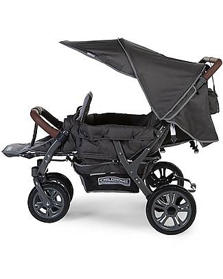 Childhome OUTLET - New Triplet Anthracite Stroller - Leather Handle - Showroom Sample Double Pushchairs