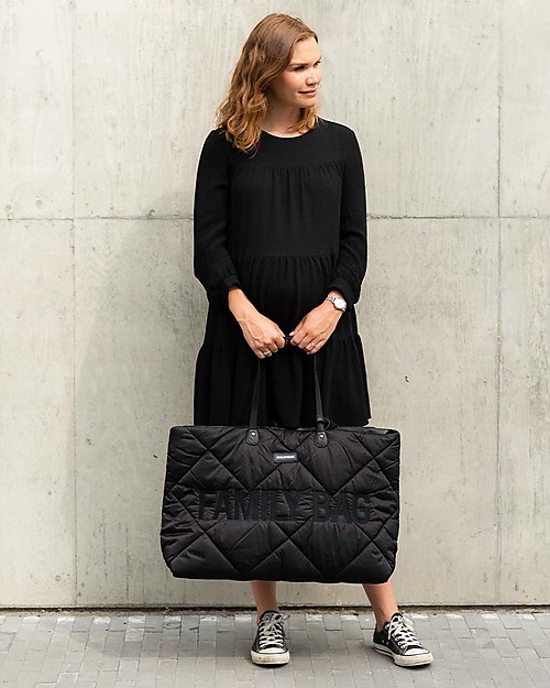 Childhome Puffered Family Bag - Weekend Bag - 55 x 18 x 40 cm - Black Diaper Changing Bags