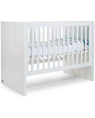 Childhome Quadro White Cot 60x120 cm + Slats & Rails 90x200 cm Cots & Cotbeds