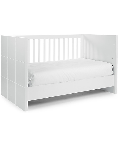 Childhome Quadro White Cot Bed 140 x 70 cm + Slats Cots and Cotbeds