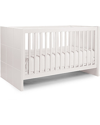 Childhome Quadro White Cot Bed 70x140 cm + 3 Doors Wardrobe + Chest Cots & Cotbeds
