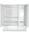Childhome Quadro White Cot Bed 70x140 cm + 3 Doors Wardrobe + Chest Wardrobes