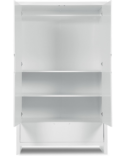 Childhome Quadro White Wardrobe - 2 Doors + Drawer Wardrobes