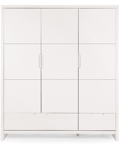 Childhome Quadro White Wardrobe - 3 Doors + 2 Drawers Wardrobes
