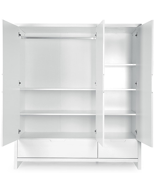 Childhome Quadro White Wardrobe - 3 Doors + 2 Drawers Wardrobes