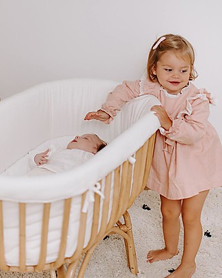 Childhome Rattan Cradle with Mattress and Cover - Natural - 90x50x70 cm Cribs & Moses Baskets