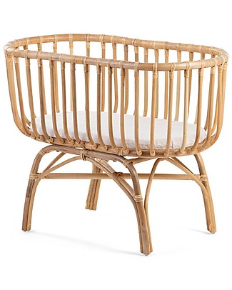 Childhome Rattan Cradle with Mattress, Natural - 90 x 50 x 70 cm Cribs & Moses Baskets