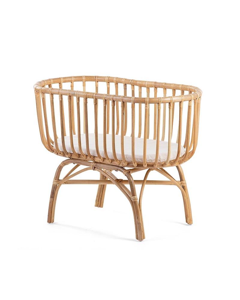 Childhome Rattan Cradle with Mattress, Natural - 90 x 50 x 70 cm
