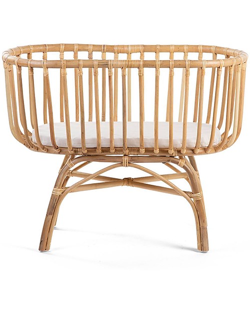 Childhome Rattan Cradle with Mattress, Natural - 90 x 50 x 70 cm Cribs & Moses Baskets