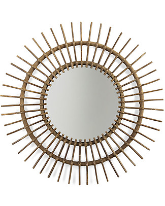 Childhome Rattan Mirror Aura, Natural - 90 x 5 x 90 cm Wall Decorations