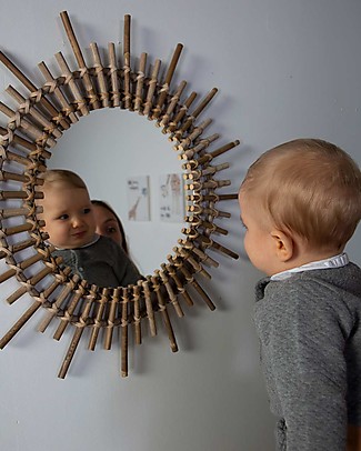 Childhome Rattan Mirror, Natural - 60 x 5 x 60 cm Room Decorations