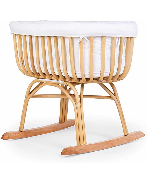 Childhome Rattan Rocking Cradle - Mattress and Cover Included - 90X50X70 cm Cribs & Moses Baskets