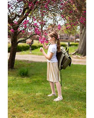Childhome School Bag - My School Bag - Canvas Kaki - 39 x 31 x 12 cm - with Rain Cover Backpack