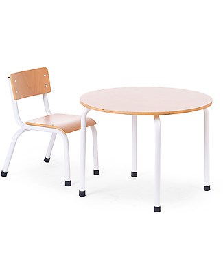 Childhome Set of 2 Small Metal Wood Chairs, Natural/White Chairs