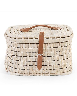 Childhome Small Suitcase with Leather Belts - Corn Husk Storage organisers