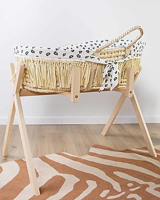 Childhome Soft Moses Basket with Mattress - Cornhusk Raffia Cribs & Moses Baskets