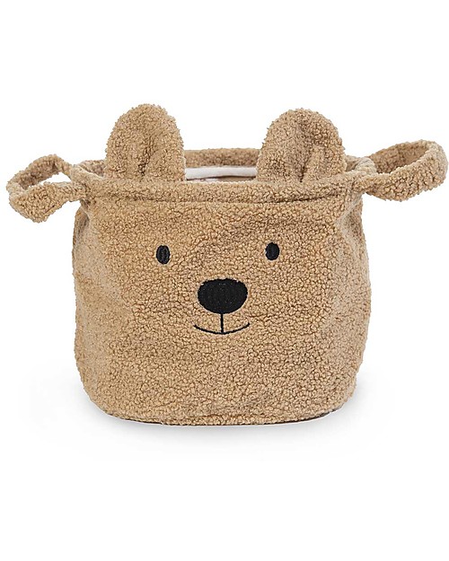 Childhome Teddy Beige Basket - 25x20x20 cm - Ultra-Soft! Toy Storage Boxes