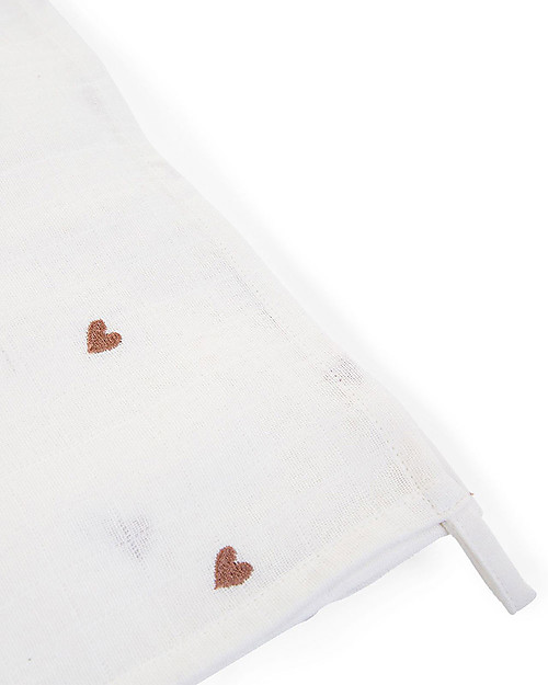 Childhome Tetra Cloths - Cotton - Off White + Hearts - 4 Pcs Muslin Swaddle