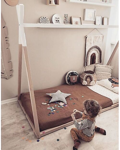 Childhome Tipi Bed Frame, Beech Wood - 200x90 cm Montessori Beds