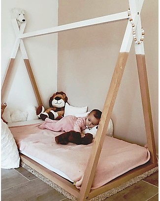 Childhome Tipi Cot Bed Frame, Beech Wood - 140x70 cm Montessori Beds