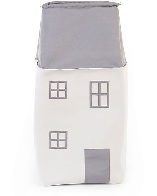 Childhome Toy Box House, Grey Off White - 32x32x73 cm Toy Storage Boxes