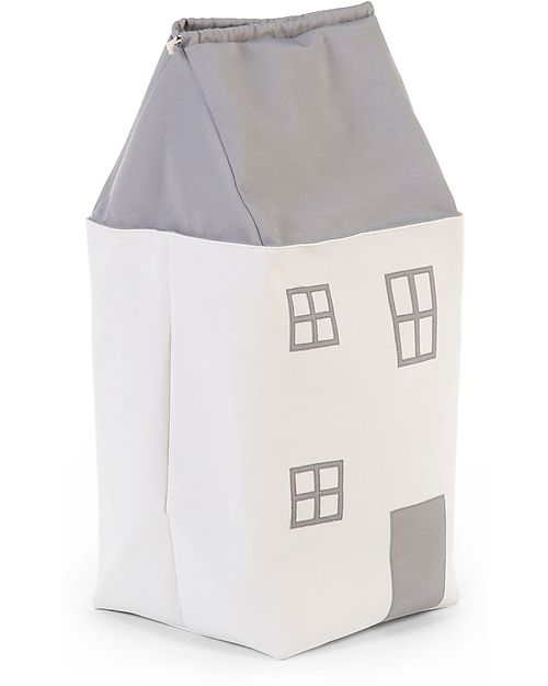 Childhome Toy Box House, Grey Off White - 32x32x73 cm Toy Storage Boxes