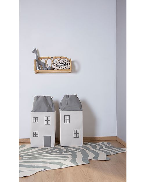 Childhome Toy Box House, Grey Off White - 32x32x73 cm Toy Storage Boxes