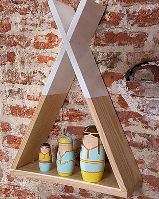 Childhome Wall Shelf Tipi 35 x 12 x 47 cm, Wooden + White - Beech wood Shelves