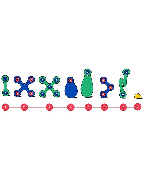 Clixo Crew Pack - 30 Pieces - Blue Green - STEAM Magnetic Game - 4+ Years Magnetic Games