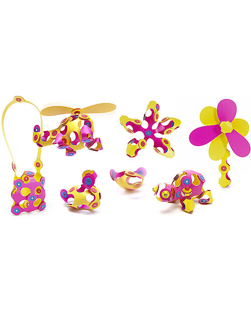 Clixo Crew Pack - 30 Pieces - Pink Yellow - STEAM Magnetic Toy - 4+ Years Magnetic Games