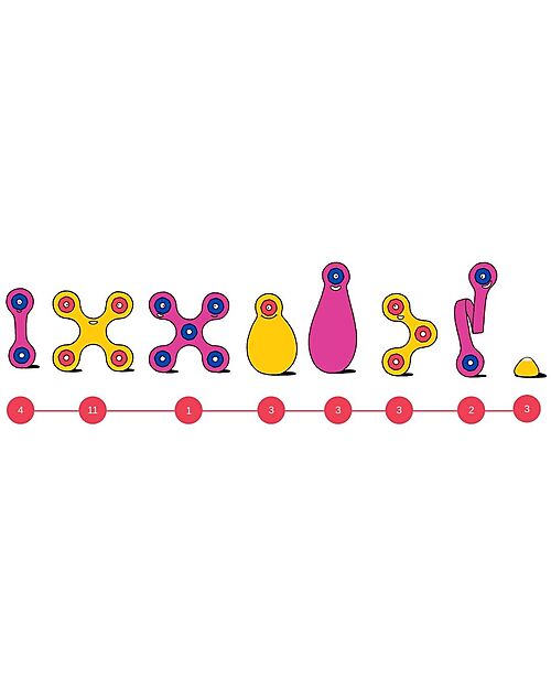 Clixo Crew Pack - 30 Pieces - Pink Yellow - STEAM Magnetic Toy - 4+ Years Magnetic Games