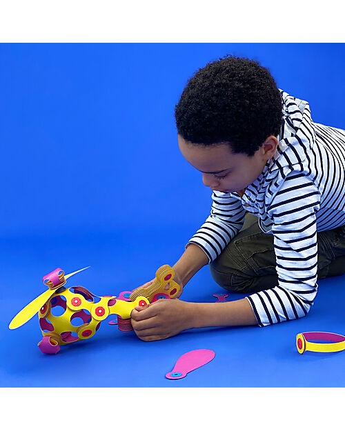 Clixo Crew Pack - 30 Pieces - Pink Yellow - STEAM Magnetic Toy - 4+ Years Magnetic Games