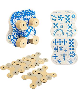 Clixo Designer Pack - 9 Pieces - Beige Grey - STEAM Magnetic Toy - 4+ Years Magnetic Games
