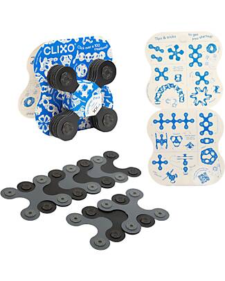 Clixo Designer Pack - 9 Pieces - Black Grey - STEAM Magnetic Play - 4+ Years Magnetic Games