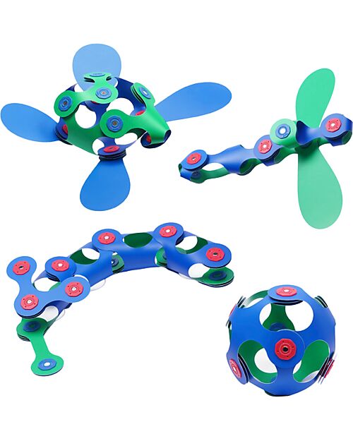 Clixo Itsy Pack - 18 Pieces - Green Blue - STEAM Magnetic Game - 4+ Years Magnetic Games