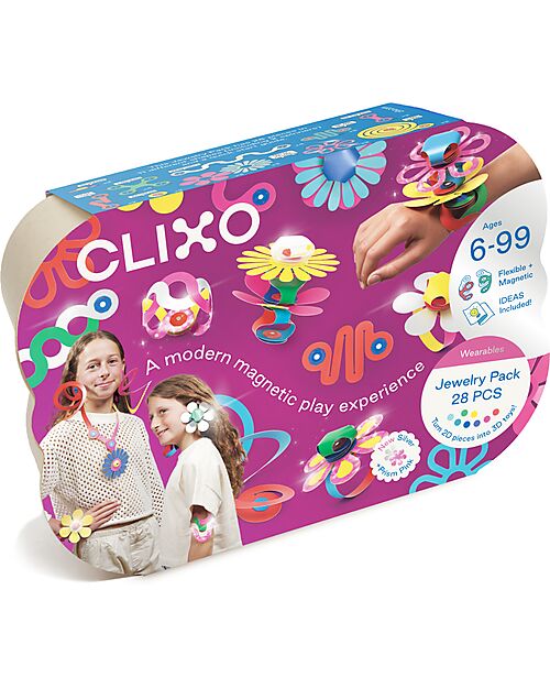 Clixo Jewelry Set - 28 Pieces - STEAM Magnetic Game - 6+ Years Magnetic Games