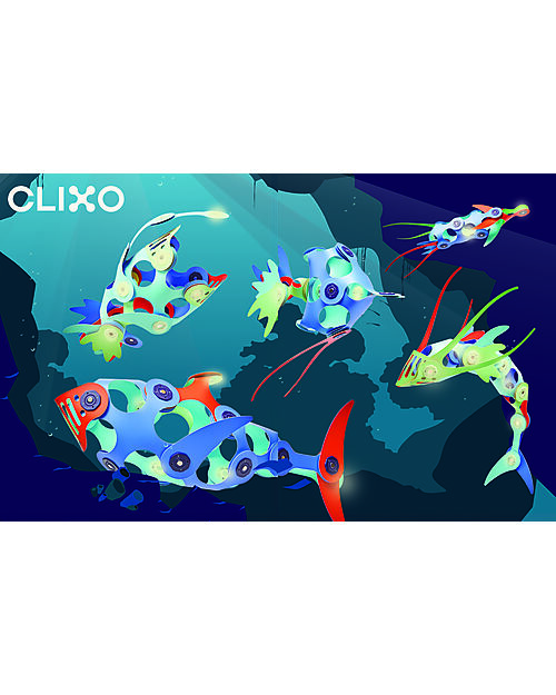 Clixo Ocean Creatures - 24 pieces - Glow in The Dark - STEAM Magnetic Game - 6+ Years Magnetic Games