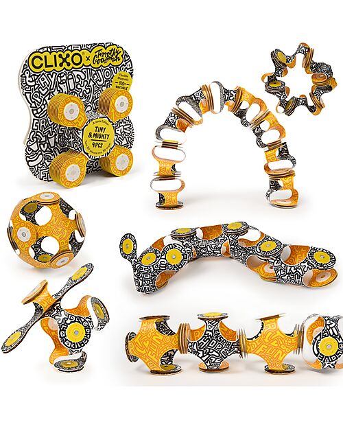 Clixo Tiny & Mighty - 9 Pieces - Artist Edition - Timothy Goodman - STEAM Magnetic Game - 4+ Years Magnetic Games