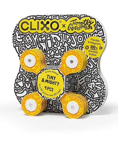 Clixo Tiny & Mighty - 9 Pieces - Artist Edition - Timothy Goodman - STEAM Magnetic Game - 4+ Years Magnetic Games