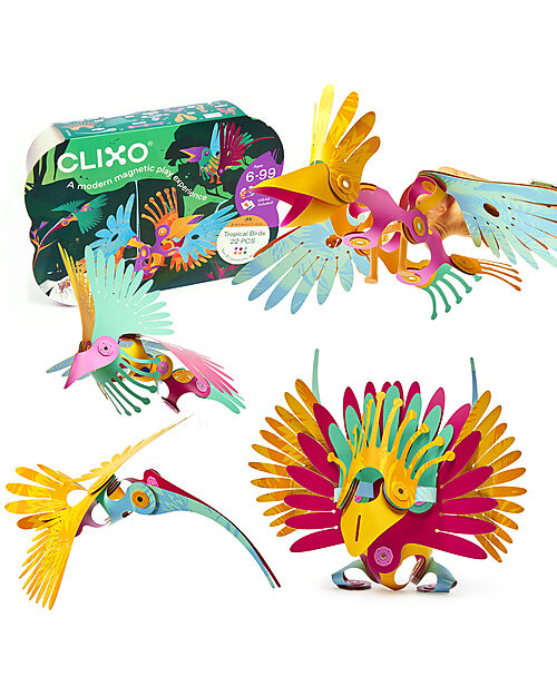 Clixo Tiny & Mighty - 9 Pieces - Jungle - STEAM Magnetic Game - 4+ Years Magnetic Games