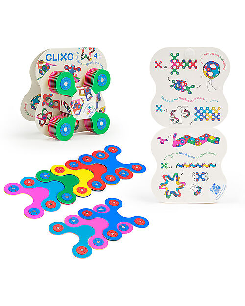 Clixo Tiny & Mighty - 9 Pieces - Multicolor Classic - STEAM Magnetic Game - 4+ Years Magnetic Games