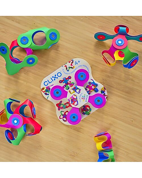 Clixo Tiny & Mighty - 9 Pieces - Multicolor Classic - STEAM Magnetic Game - 4+ Years Magnetic Games