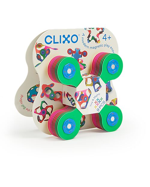 Clixo Tiny & Mighty - 9 Pieces - Multicolor Classic - STEAM Magnetic Game - 4+ Years Magnetic Games