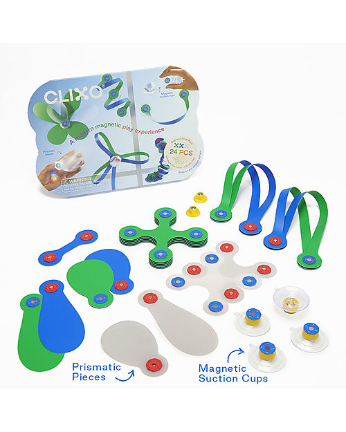 Clixo Window Pack - 24 Pieces - STEAM Magnetic Game - 4+ Years Magnetic Games