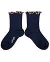 Collégien Short Perforated Socks - Nuit Etoilée - with Wavy Edge - Merino Wool Socks