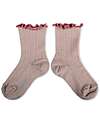 Collégien Short Perforated Socks - Vieux Rose - with Wavy Edge - Merino Wool Socks