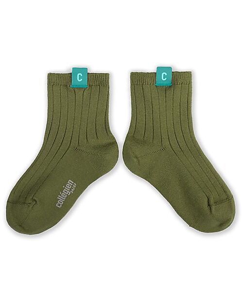 Collégien Short Ribbed Socks - Cyril - Olive du Lubéron - with Fabric C Label Socks
